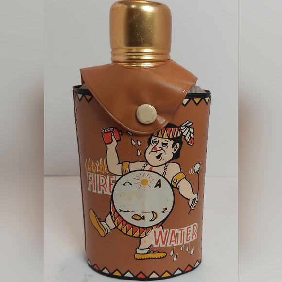 VINTAGE FIRE WATER "DRUNK INJUN" SOUVENIR DRINKING FLASK 1950S - Picture 1 of 4